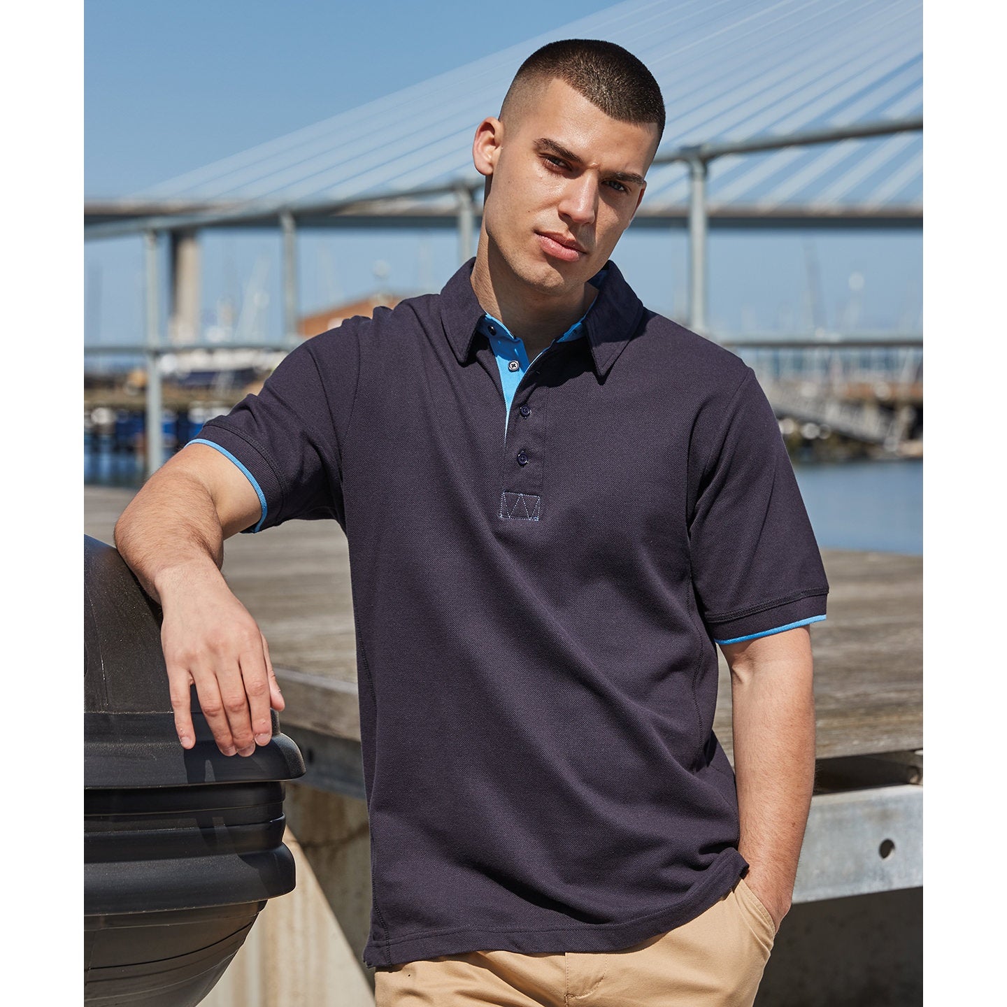 Front Row Contrast Piqué Polo Shirt