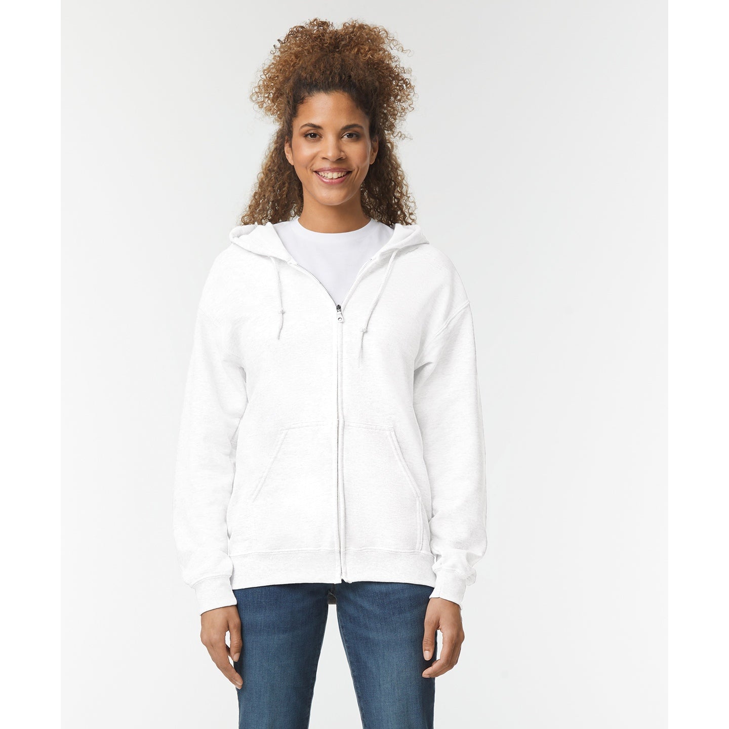 Gildan Heavy Blend Full Zip Hooded Sweatshirt - White