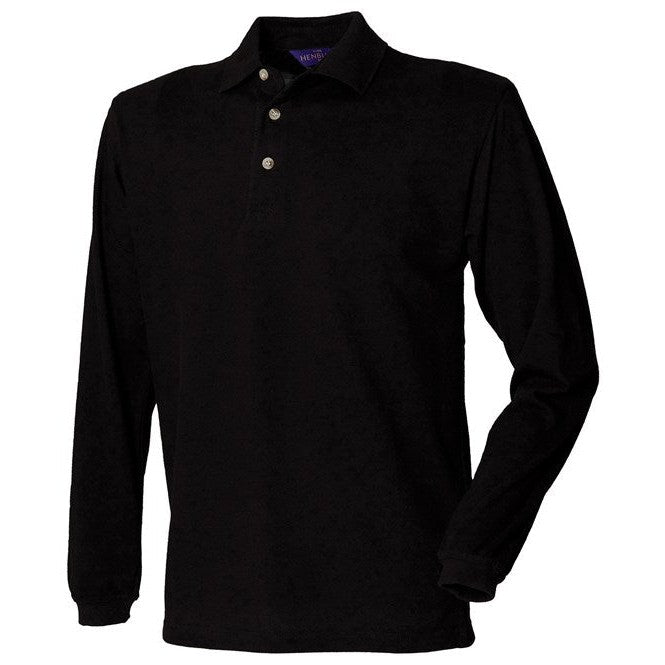 Henbury Long Sleeve Cotton Polo Shirt
