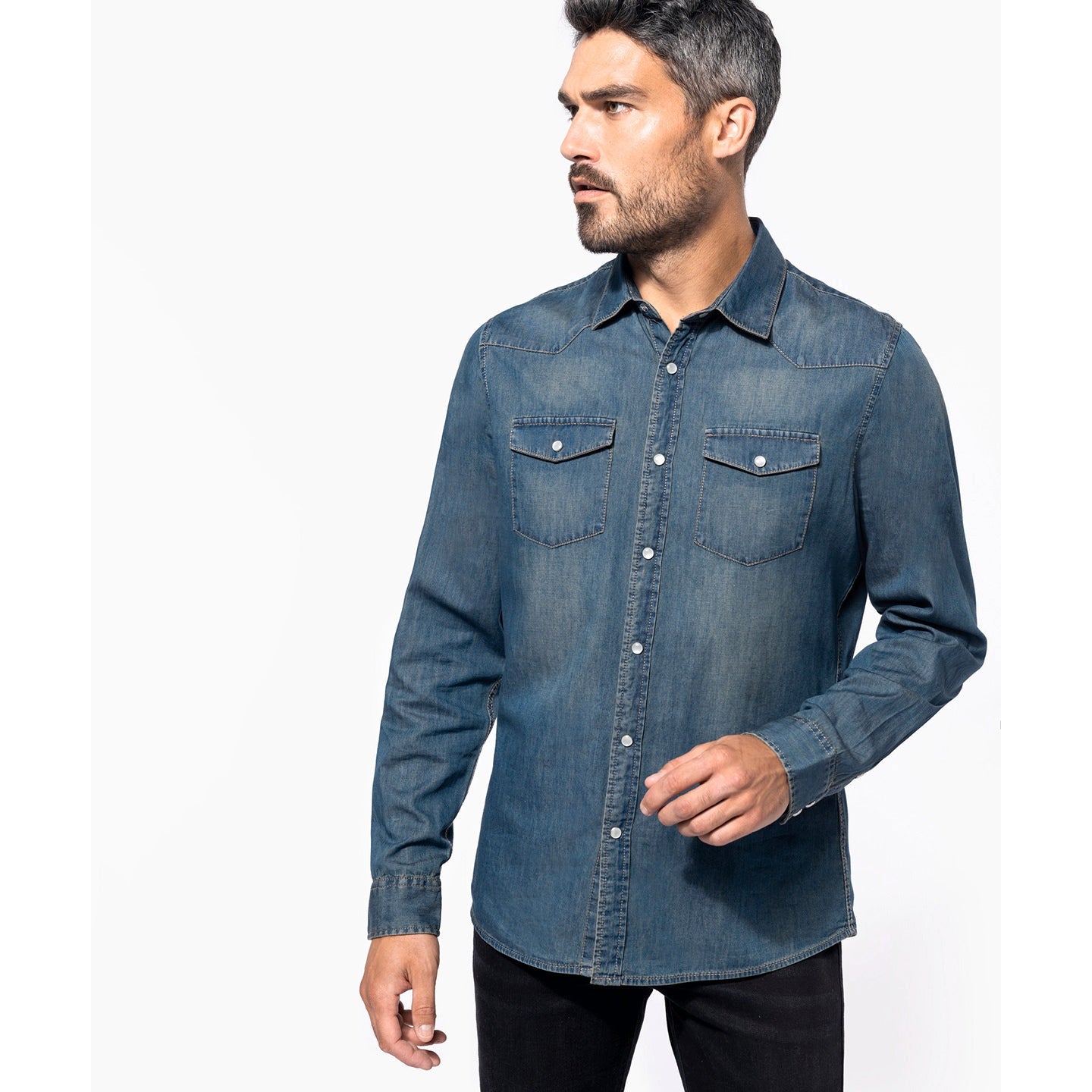 Kariban Men's Long-Sleeved Denim Shirt