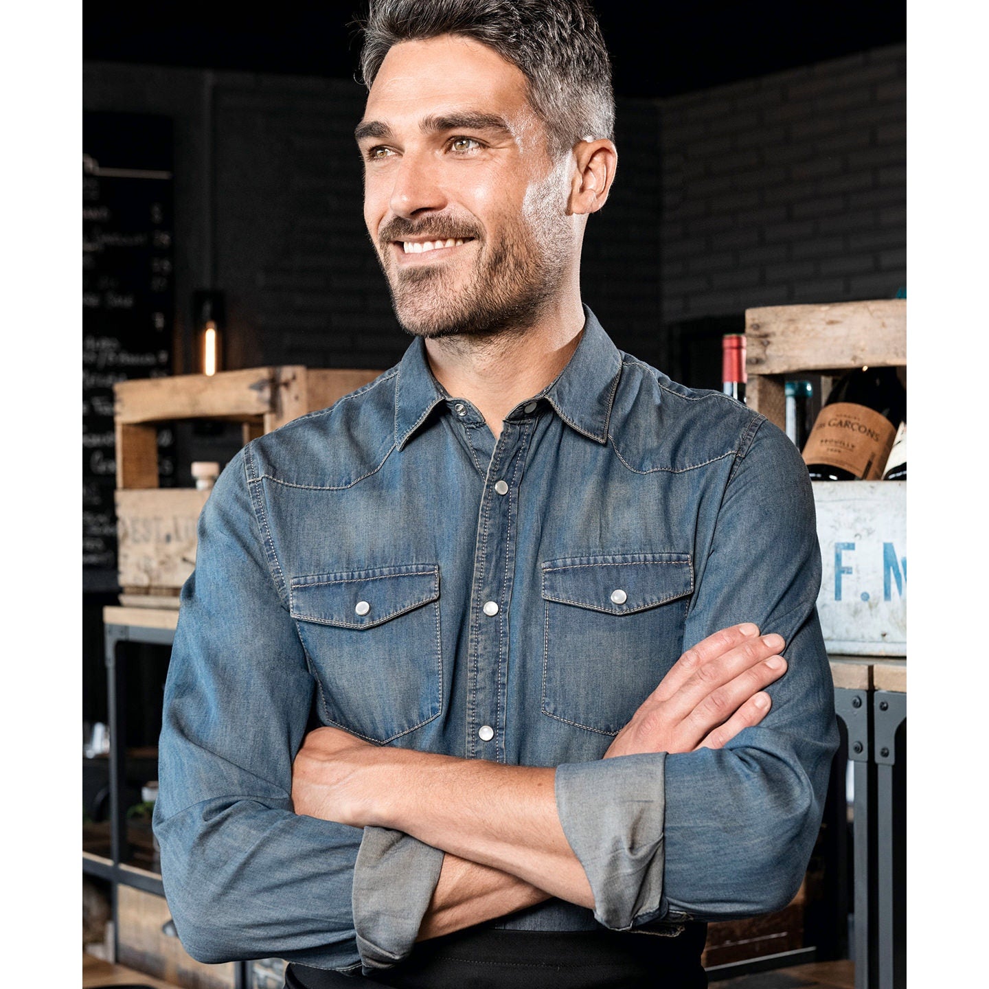 Kariban Men's Long-Sleeved Denim Shirt