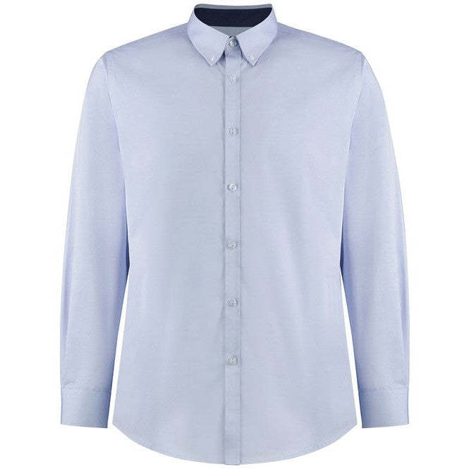 Kustom Kit Contrast Premium Oxford Shirt (Button-Down Collar) Long-Sleeved (Tailored Fit)