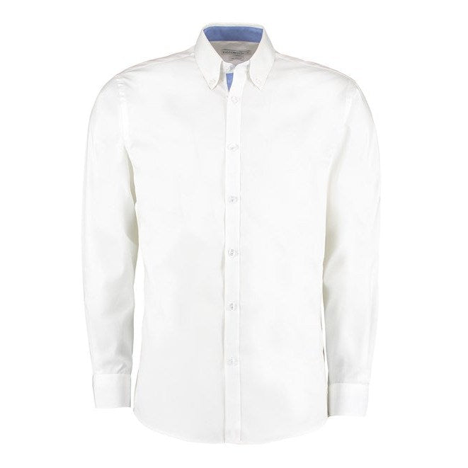 Kustom Kit Contrast Premium Oxford Shirt (Button-Down Collar) Long-Sleeved (Tailored Fit)