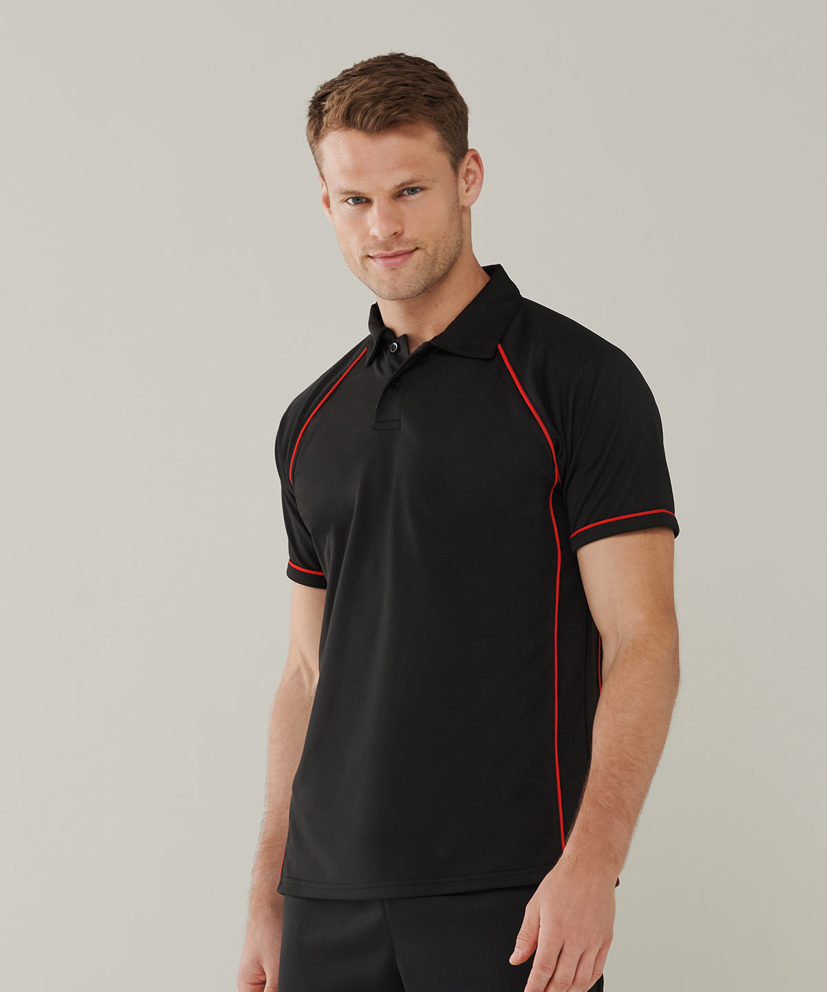 Finden & Hales Piped Performance Polo - Black/Red