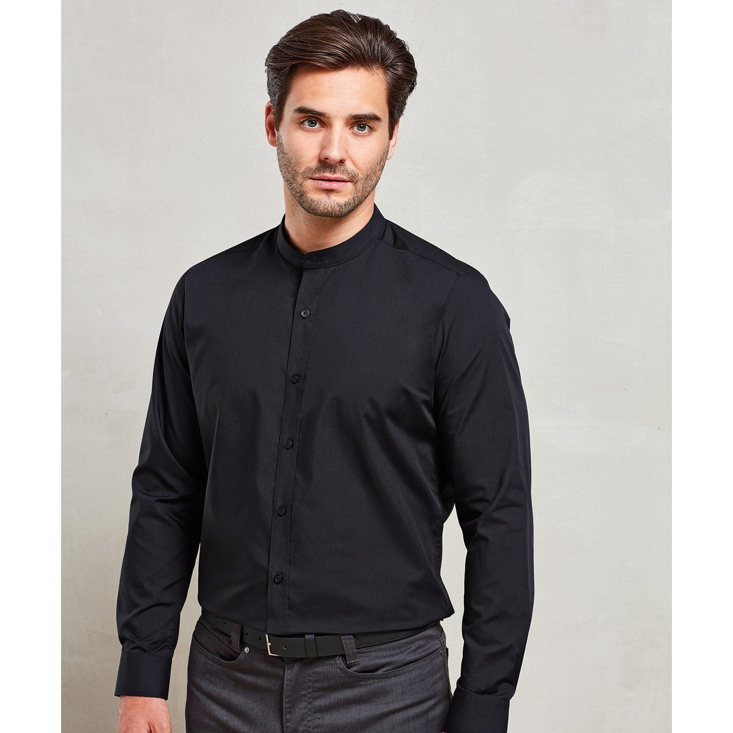 Premier Banded Collar Grandad Long Sleeve Shirt