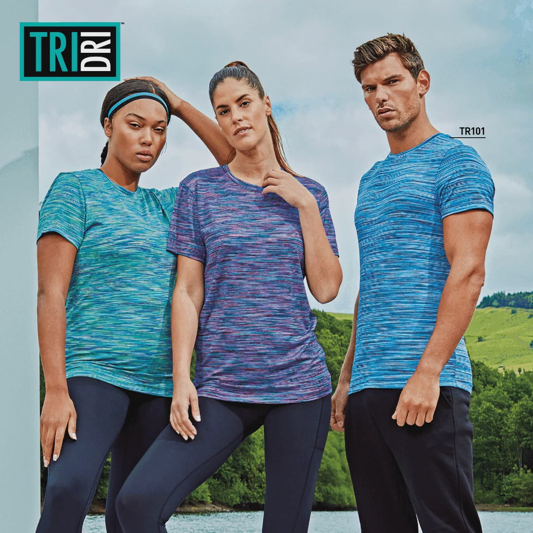 Load video: TriDri® Space Dye Performance T-Shirt
