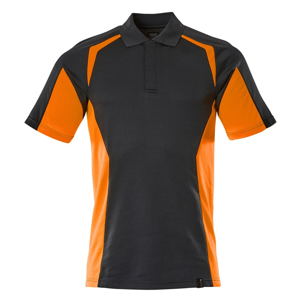 Mascot Accelerate Safe Modern Fit Polo Shirt #colour_dark-navy-hi-vis-orange