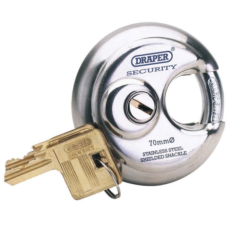 Draper Expert 70mm Diameter Stainless Steel Padlock and 2 Keys