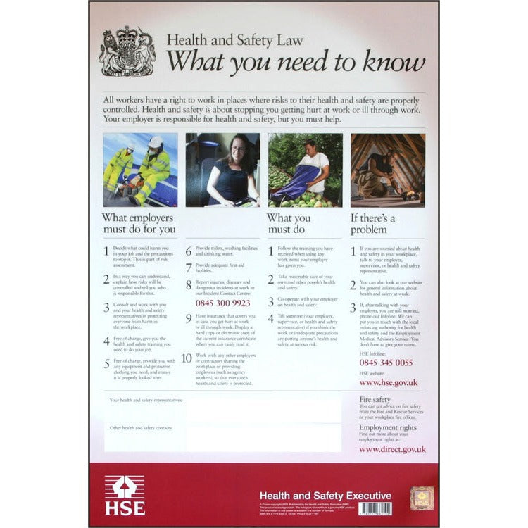Bsafe Health & Safety Law Poster PVC White
