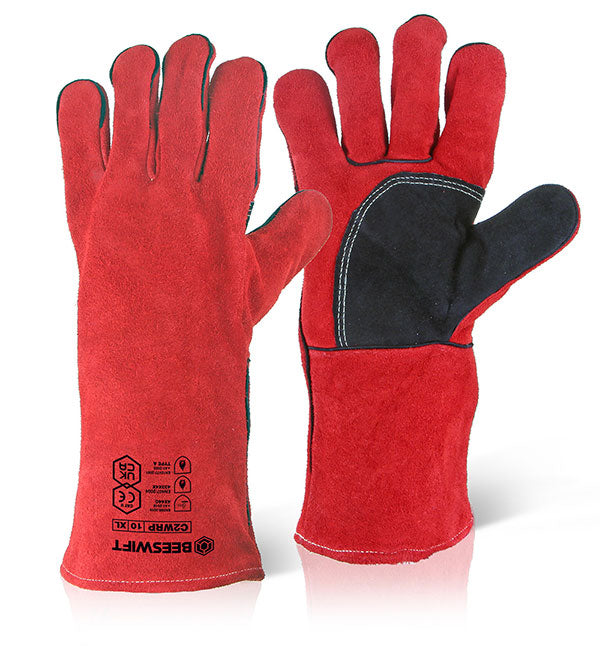 Beeswift Red Welders Gauntlet 14" R/P Red