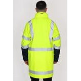 Bisley Taped Hi-Vis Stretch PU Rain Coat with Concealed Hood