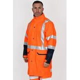 Bisley Taped Hi-Vis Stretch PU Rain Coat with Concealed Hood