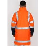 Bisley Taped Hi-Vis Stretch PU Rain Coat with Concealed Hood