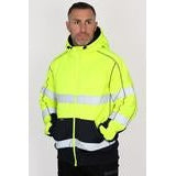 Bisley Taped Hi-Vis Zip Fleece Hoodie with Sherpa Lining