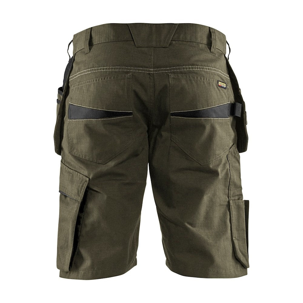 Blaklader Service Shorts with Nailpockets 1494 #colour_dark-olive-green-black