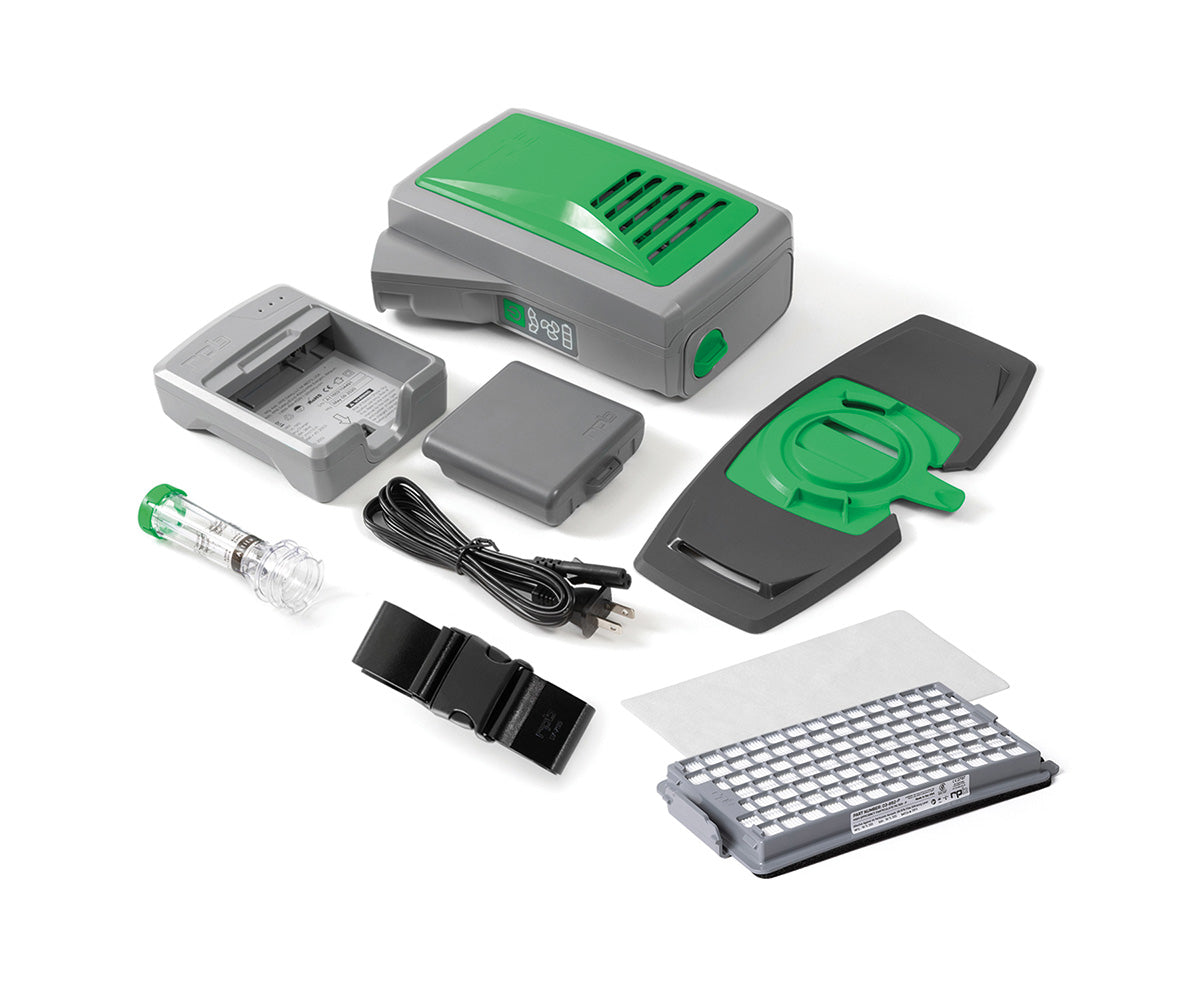 GVS RPB PX5 includes: 03-811 Belt Support, 07-765-DC Easy Clean Belt, 03-819 Flow Meter, 03-855 Battery, 03-851 Battery Charger - EUUK