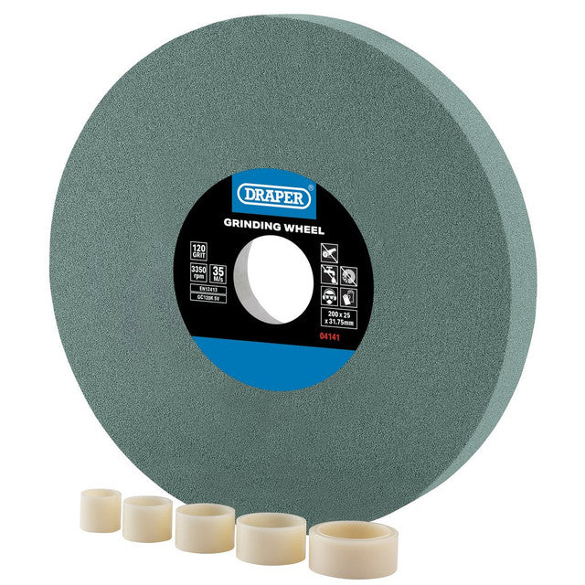 Draper Tools Silicon Carbide Bench Grinding Wheel, 200 x 25mm, 120G