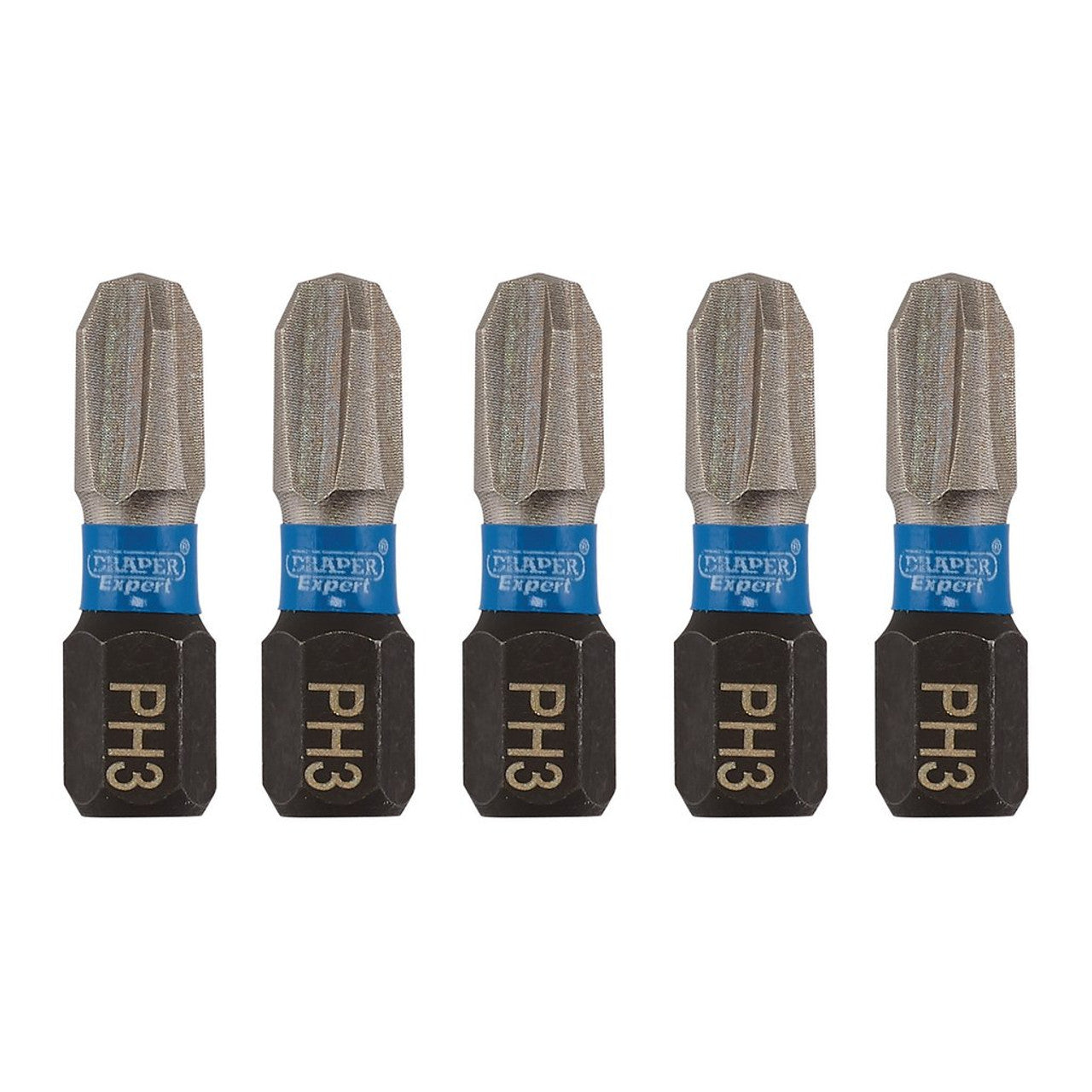 Draper Tools Draper Expert Cross Slot/Ph Type Impact Screwdriver Bits, No.3 x 25mm, 1/4" Hex (Pack Of 5)