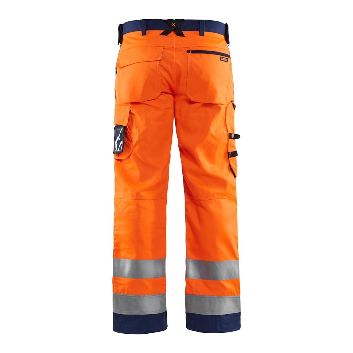 Blaklader Hi-Vis Trousers without Nail Pockets 1566 - Hi-Vis Orange/Navy Blue