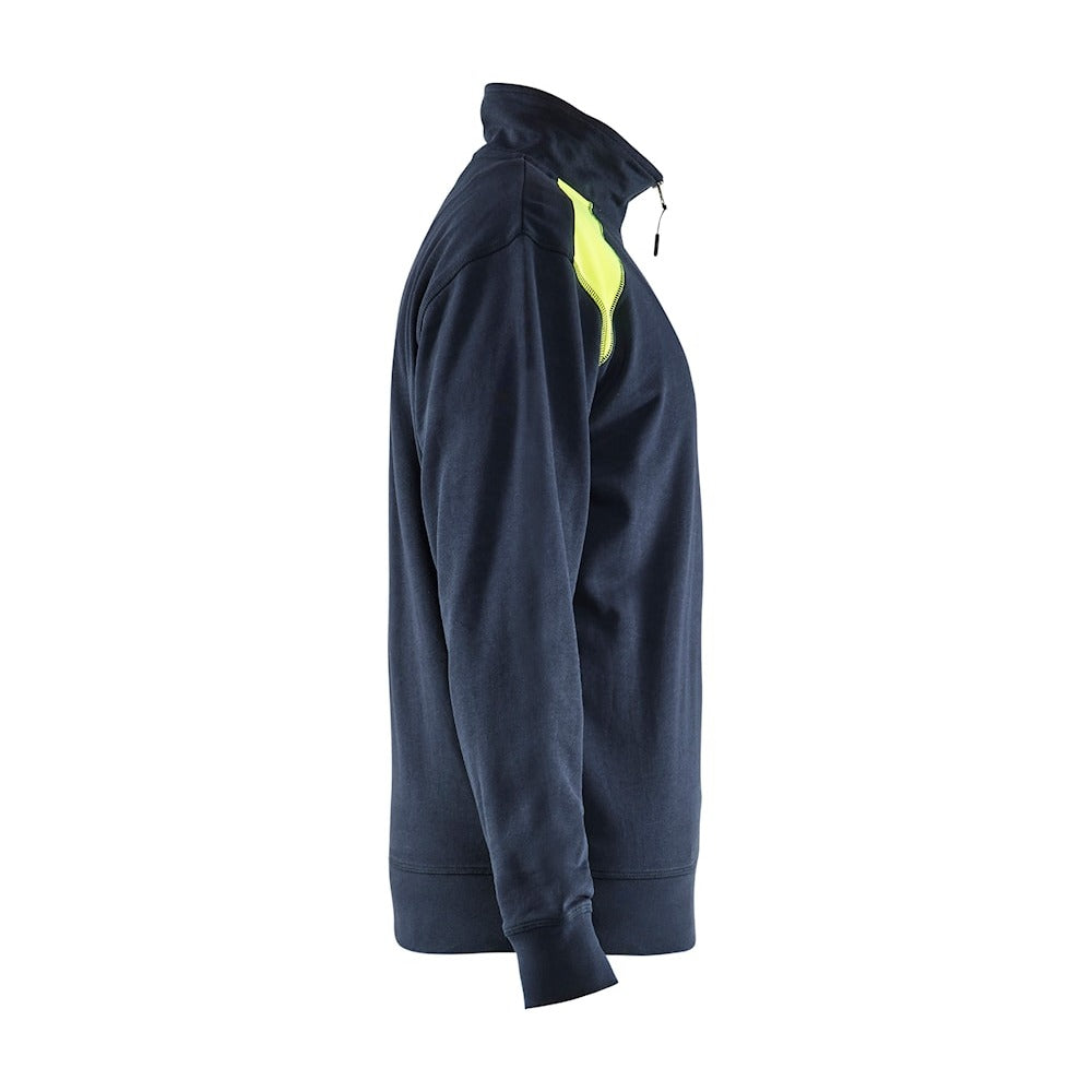 Blaklader Half-Zip 2-Tone Sweatshirt 3353 - Dark Navy Blue/Hi-Vis Yellow