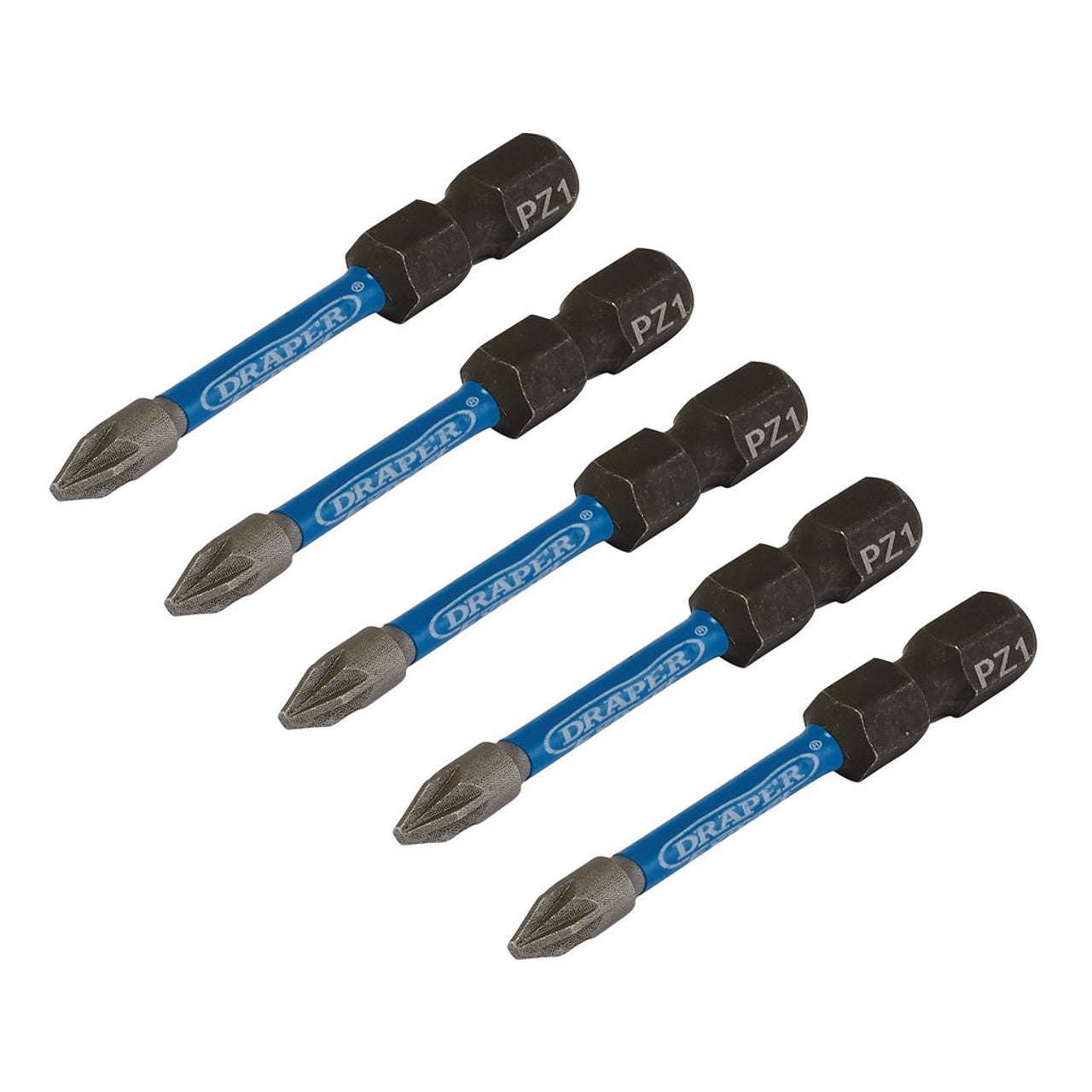 Draper Tools Expert PZ-Type Impact Screwdriver Bits, No.1 x 50mm, 1/4" Hex (Pack Of 5)
