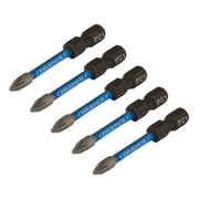 Draper Tools Expert PZ-Type Impact Screwdriver Bits, No.1 x 50mm, 1/4" Hex (Pack Of 5)