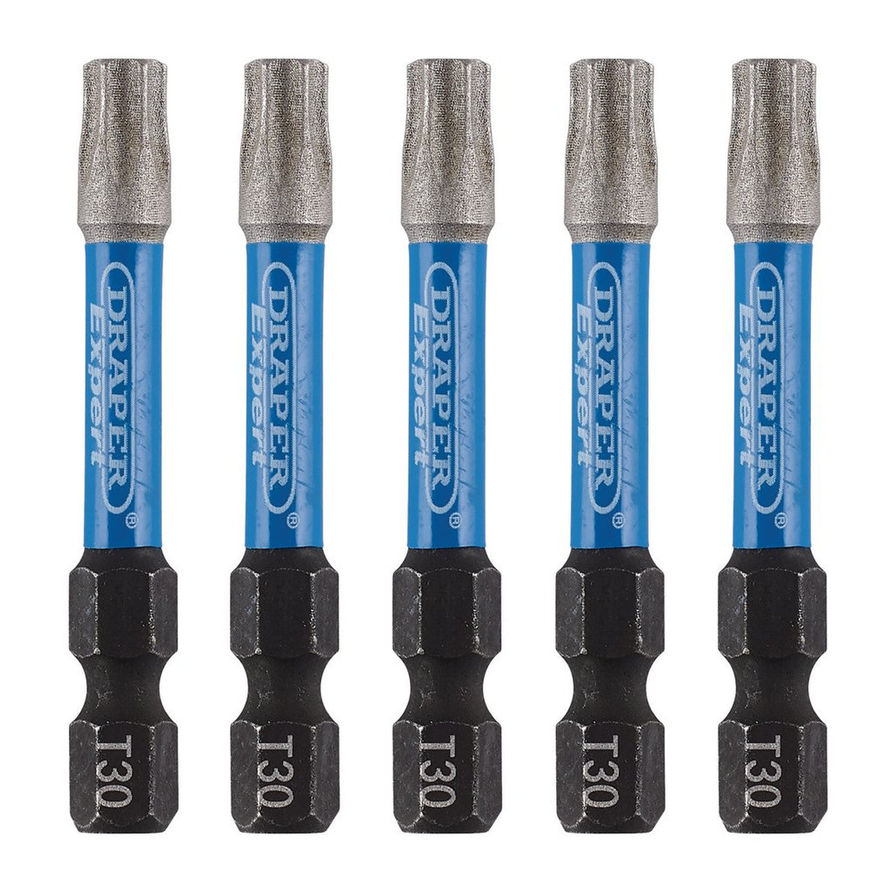 Draper Tools Expert TX-STAR® Impact Screwdriver Bits, T30 x 50mm, 1/4" Hex (Pack of 5)