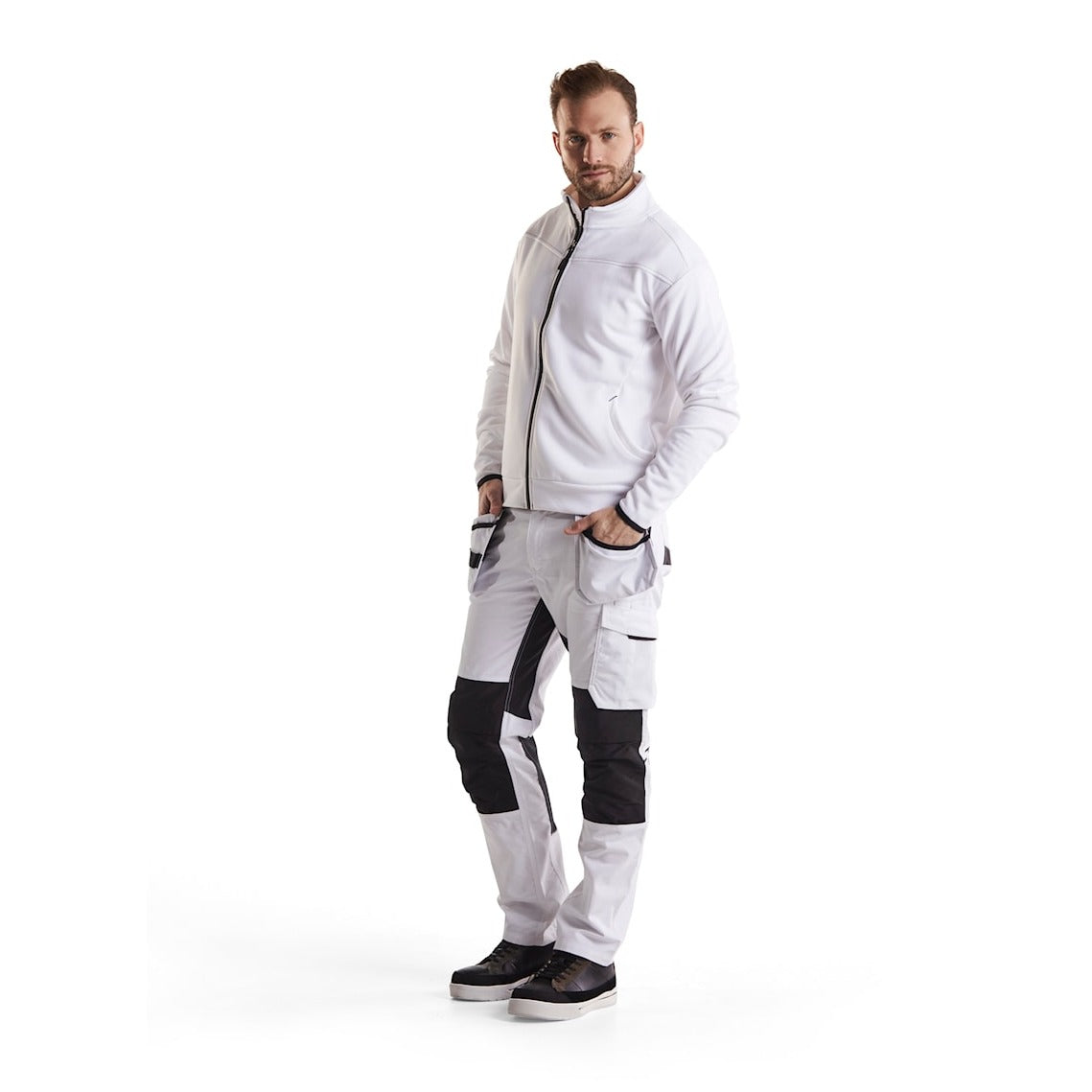 Blaklader Sweatshirt with Full Zip 3362 #colour_white-dark-grey