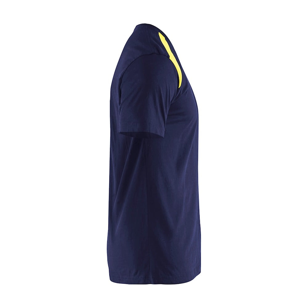 Blaklader T-Shirt 3379 #colour_navy-blue-hi-vis-yellow