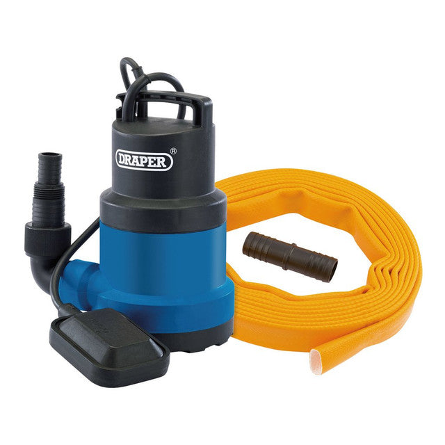Draper Tools Submersible Clean Water Pump With Float Switch And Lay-flat Hose, 191L/Min, 550W