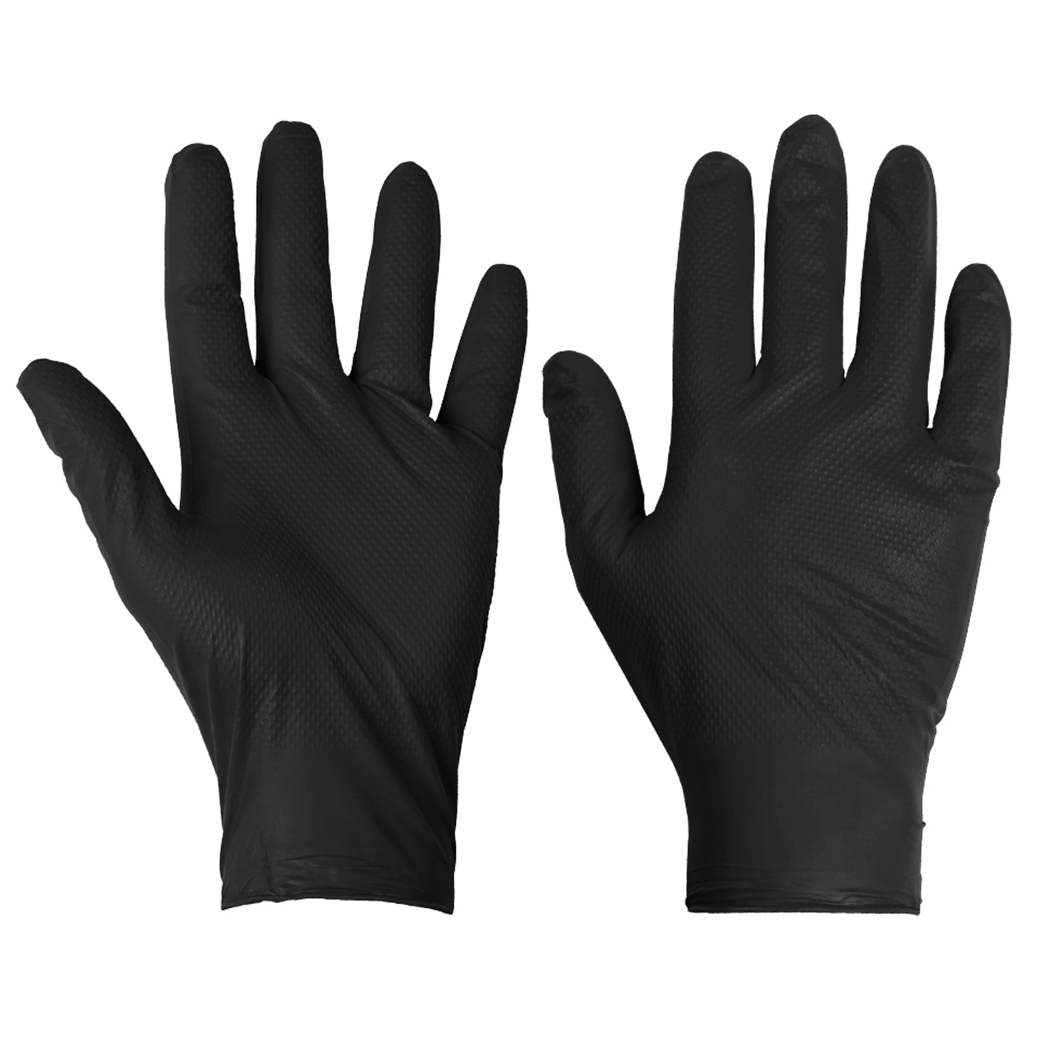Supertouch Black Disposable Nitrile Diamond Grip Gloves