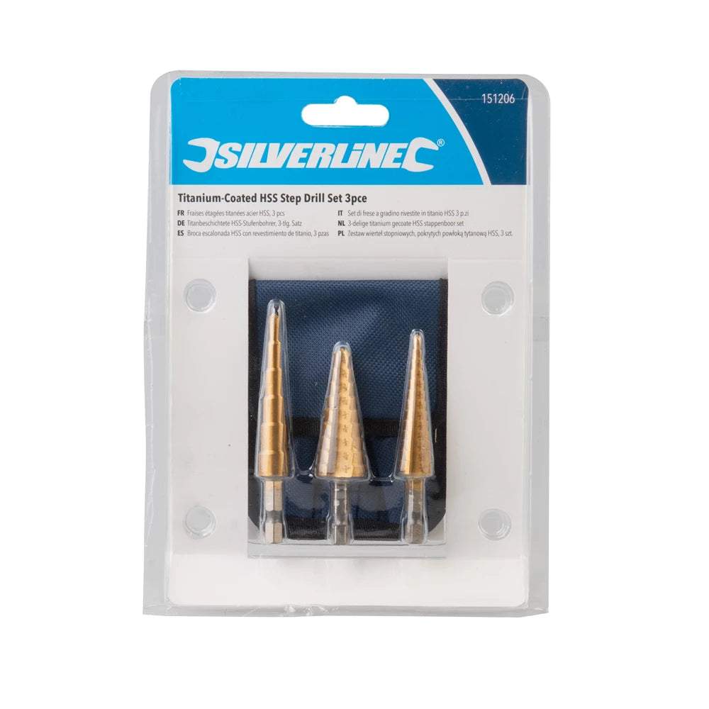 Silverline Titanium-Coated HSS Step Drill Set 3pce