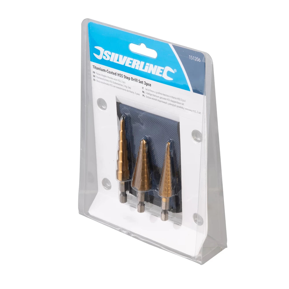 Silverline Titanium-Coated HSS Step Drill Set 3pce