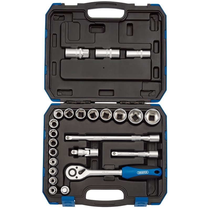 Draper Tools Metric Socket Set, 1/2" Sq. Dr. (24 Piece)