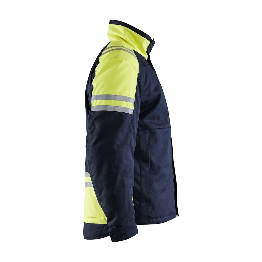 Blaklader Winter Jacket Inherent Steel 4515 #colour_navy-blue-hi-vis-yellow