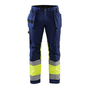 Blaklader Hi-Vis Trousers with Stretch 1558 - Navy Blue/Hi-Vis Yellow