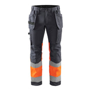 Blaklader Hi-Vis Trousers with Stretch 1558 - Mid Grey/Hi-Vis Orange