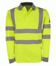 Orbit International Hertz: Inherent Fr Arc Long Sleeve Polo Shirt In Hi Vis Yellow
