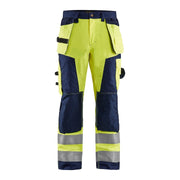 Blaklader Hi-Vis Craftsman Trousers 1568 - Hi-Vis Yellow/Navy Blue