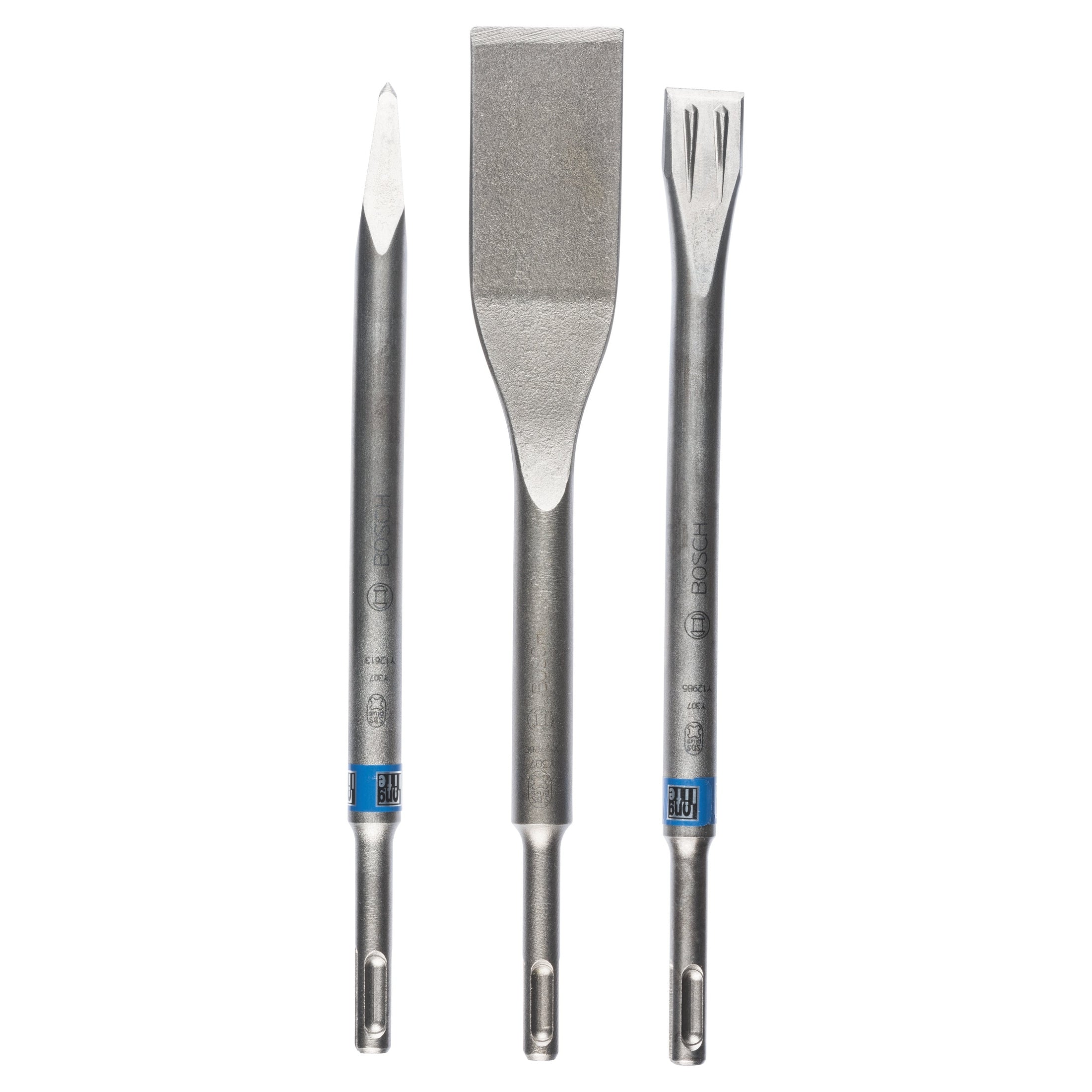 Bosch Professional SDS-Plus Hammer Drill Bit Chisel Set - 3 Pieces (Pointed, Flat, and Tile)