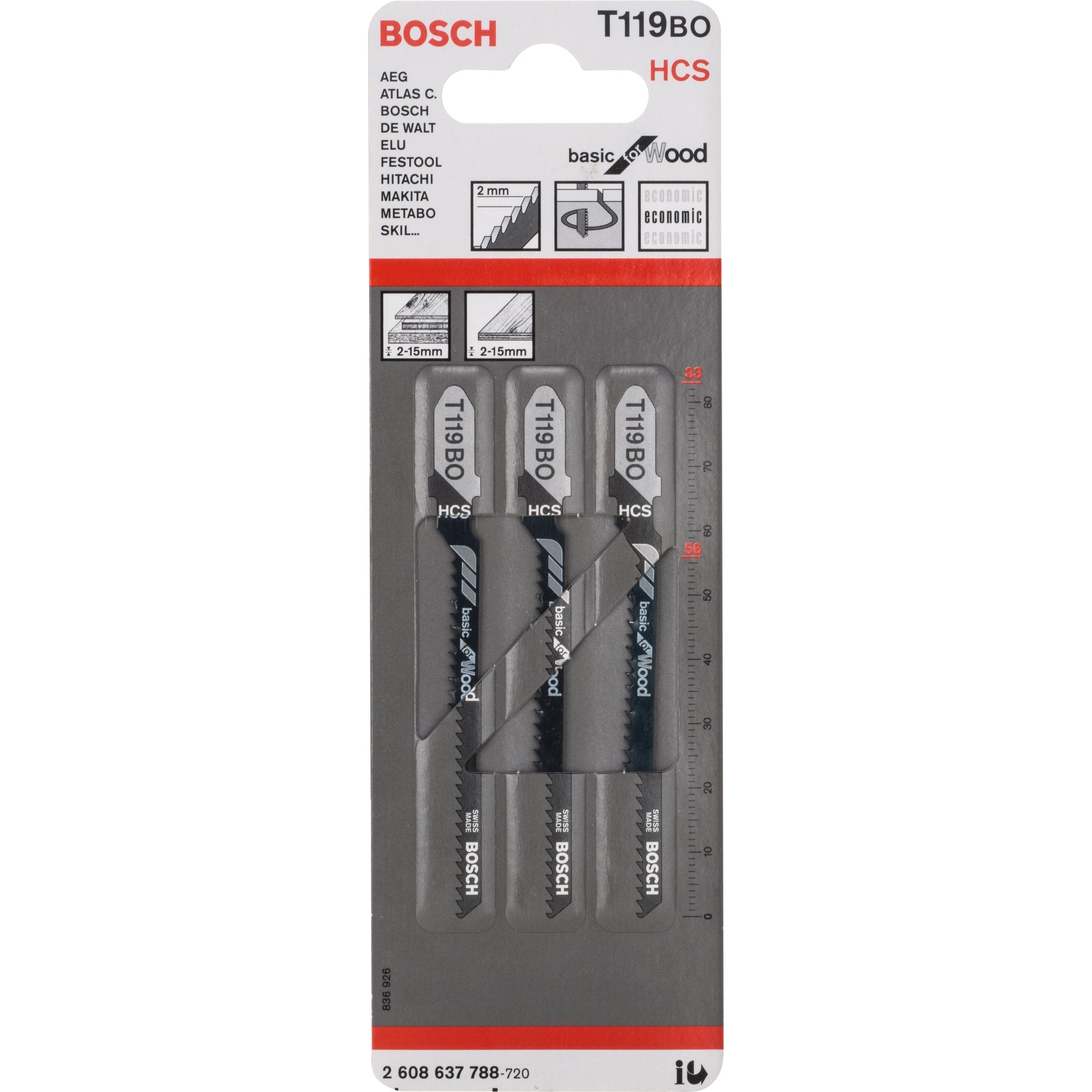 Bosch Professional Jigsaw Blade T119BO HCS for Wood - Basic