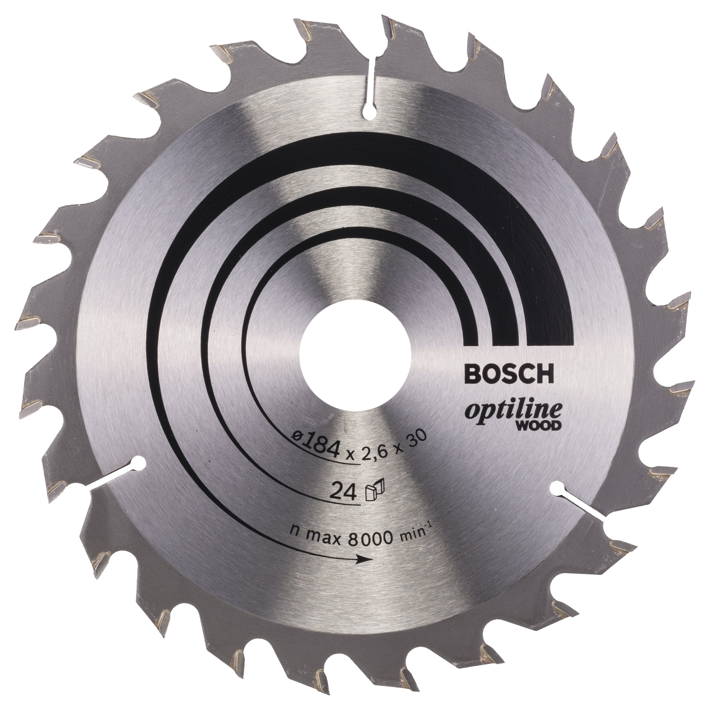 Bosch Professional Optiline Wood Circular Saw Blade - 184 x 30 x 2.6 mm, 24 Teeth