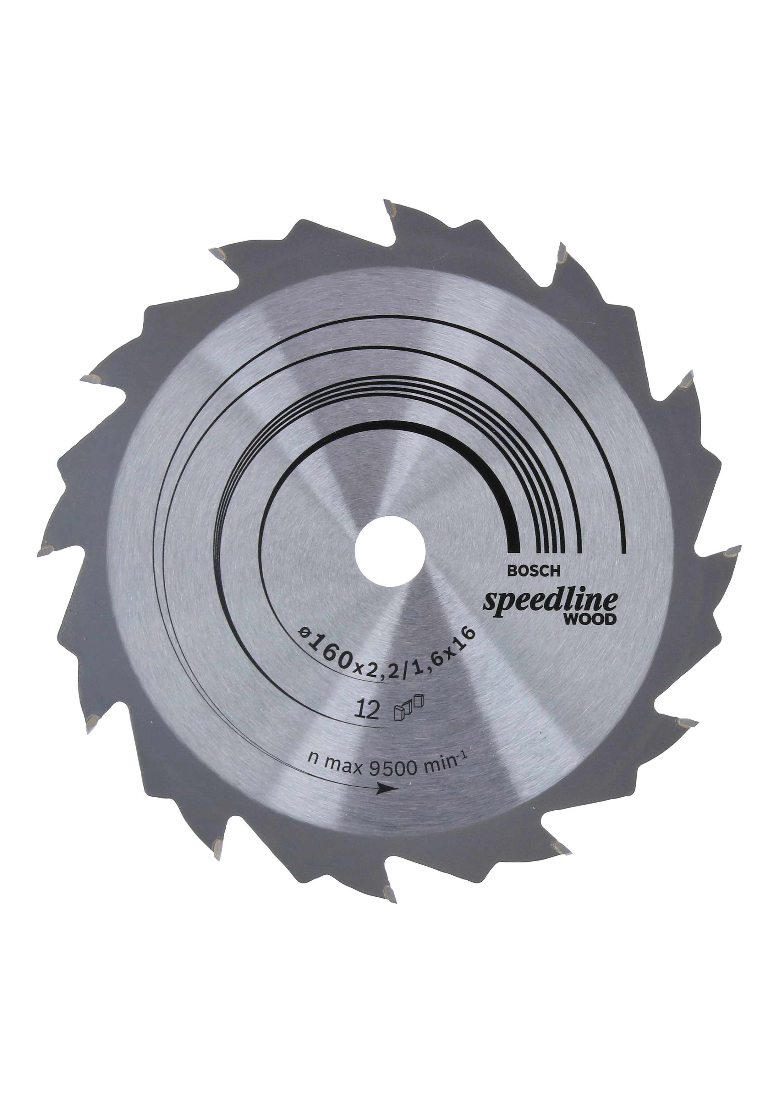 Bosch Professional Speedline Wood Circular Saw Blade - 160 x 16 x 2.2 mm, 12 Teeth