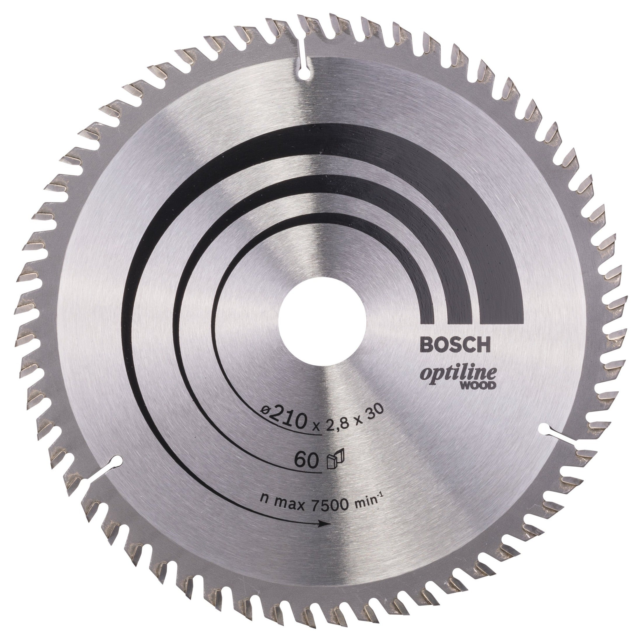 Bosch Professional Optiline Wood Circular Saw Blade - 210mm x 30mm x 2.8mm, 60 Teeth