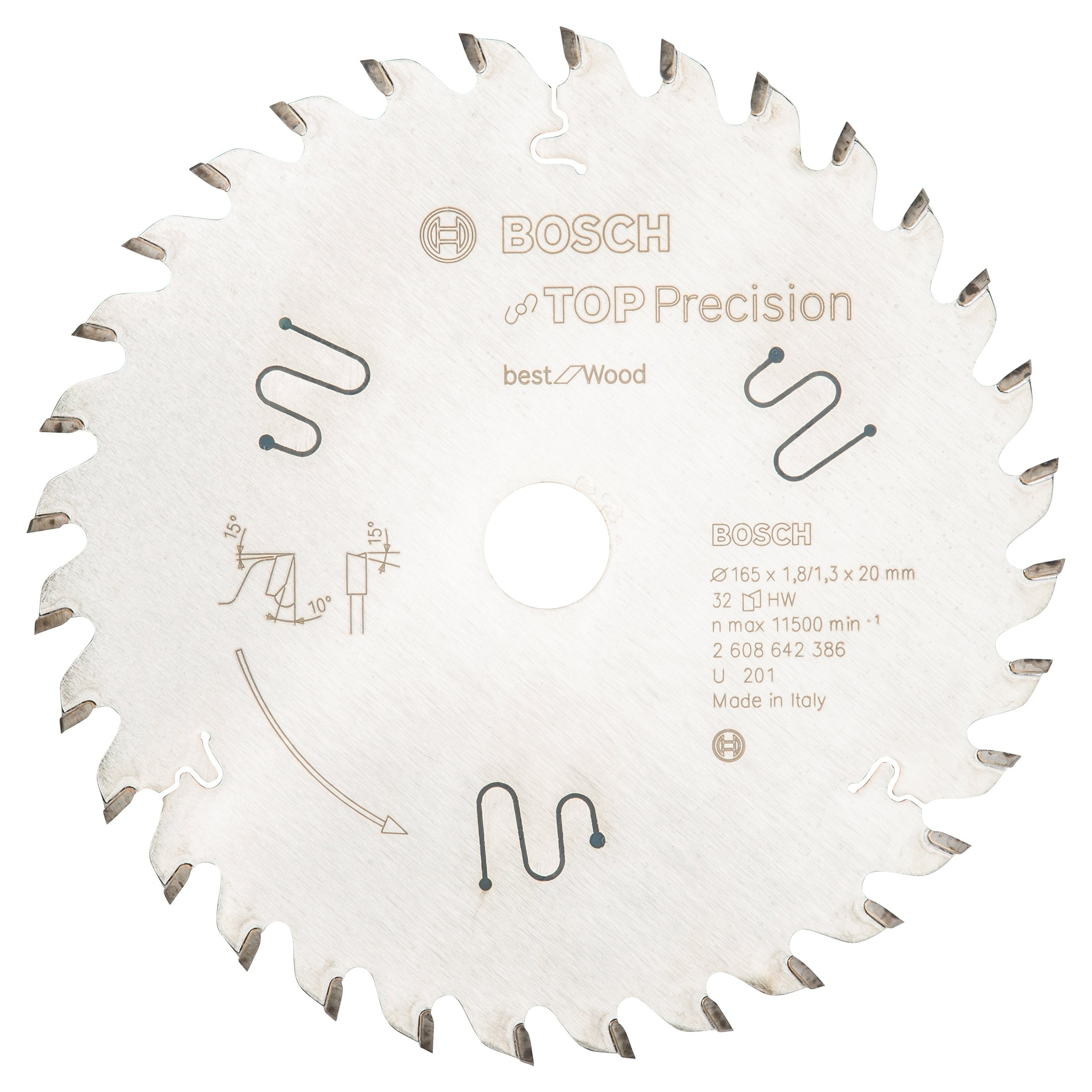 Bosch Professional Top Precision Circular Saw Blade for Wood - 165 x 20 x 1.8 mm, 32 Teeth