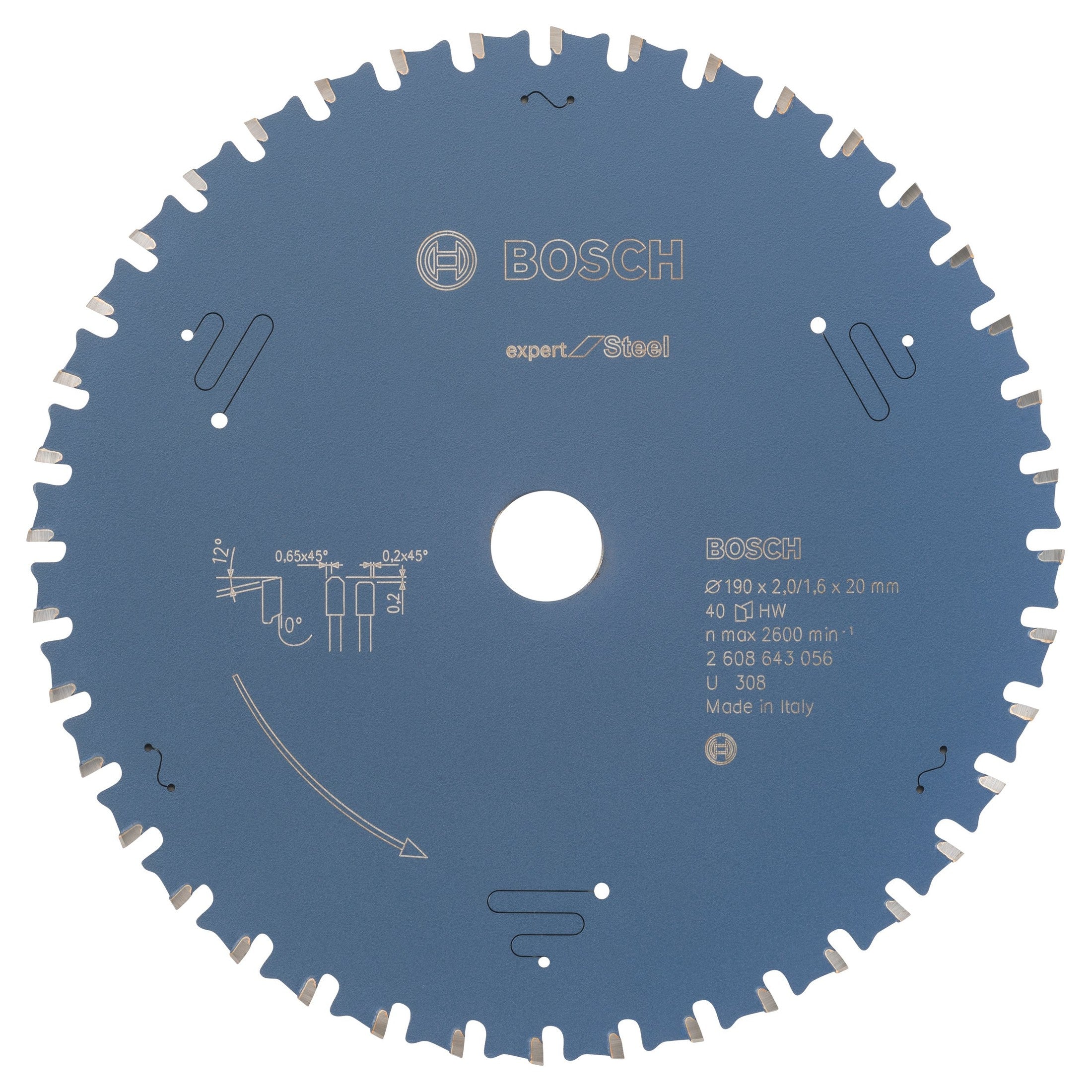Bosch Professional Expert Circular Saw Blade for Steel - 190 x 20 x 2.0 mm, 40 Teeth