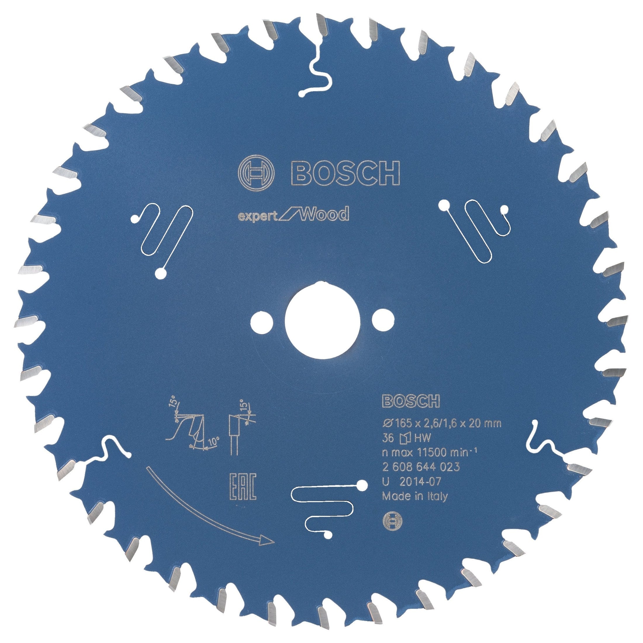 Bosch Professional Circular Saw Blade Expert for Wood - 165 x 20 x 2.6 mm, 36 Teeth