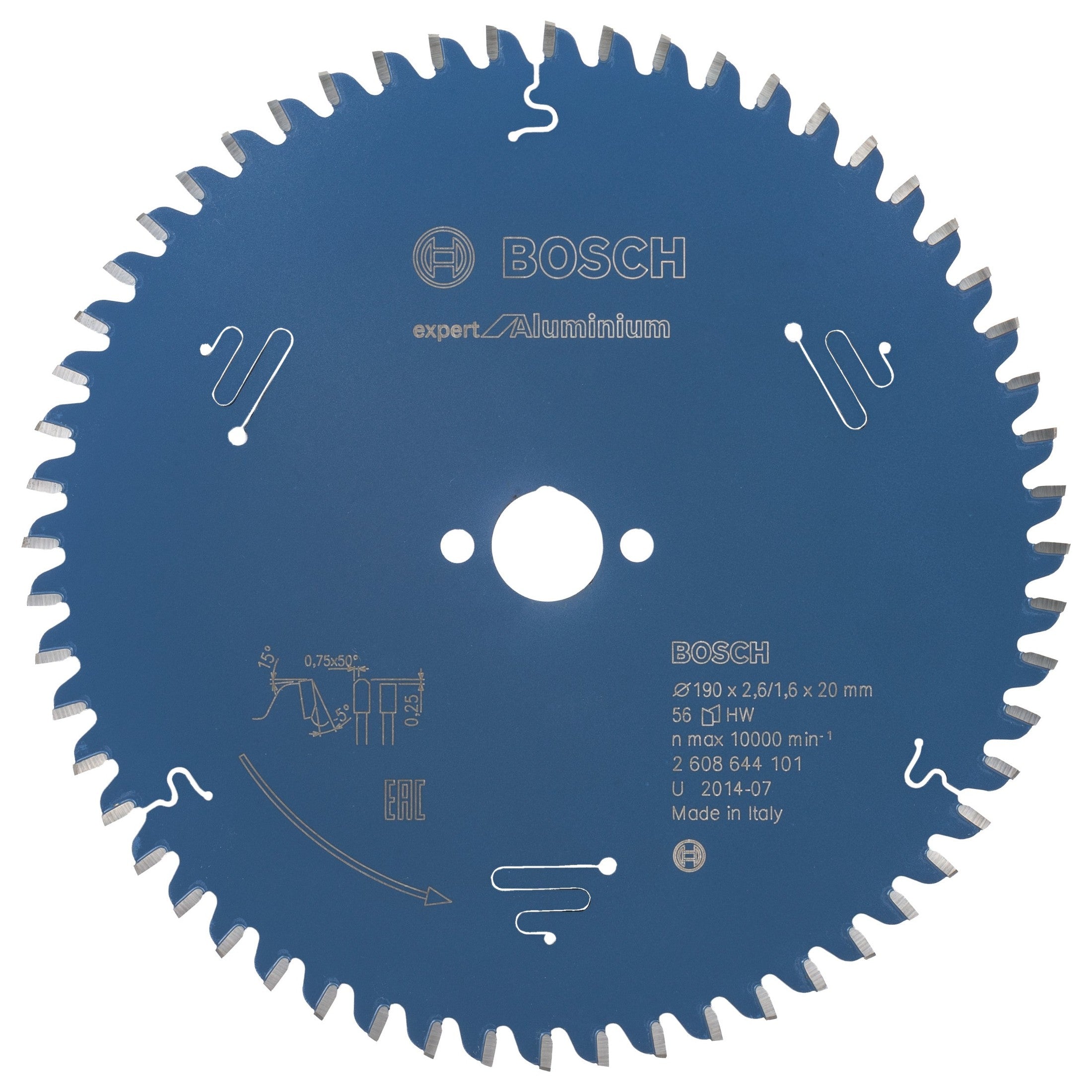 Bosch Professional Circular Saw Blade Expert for Aluminium - 190 x 20 x 2.6 mm, 56 Teeth