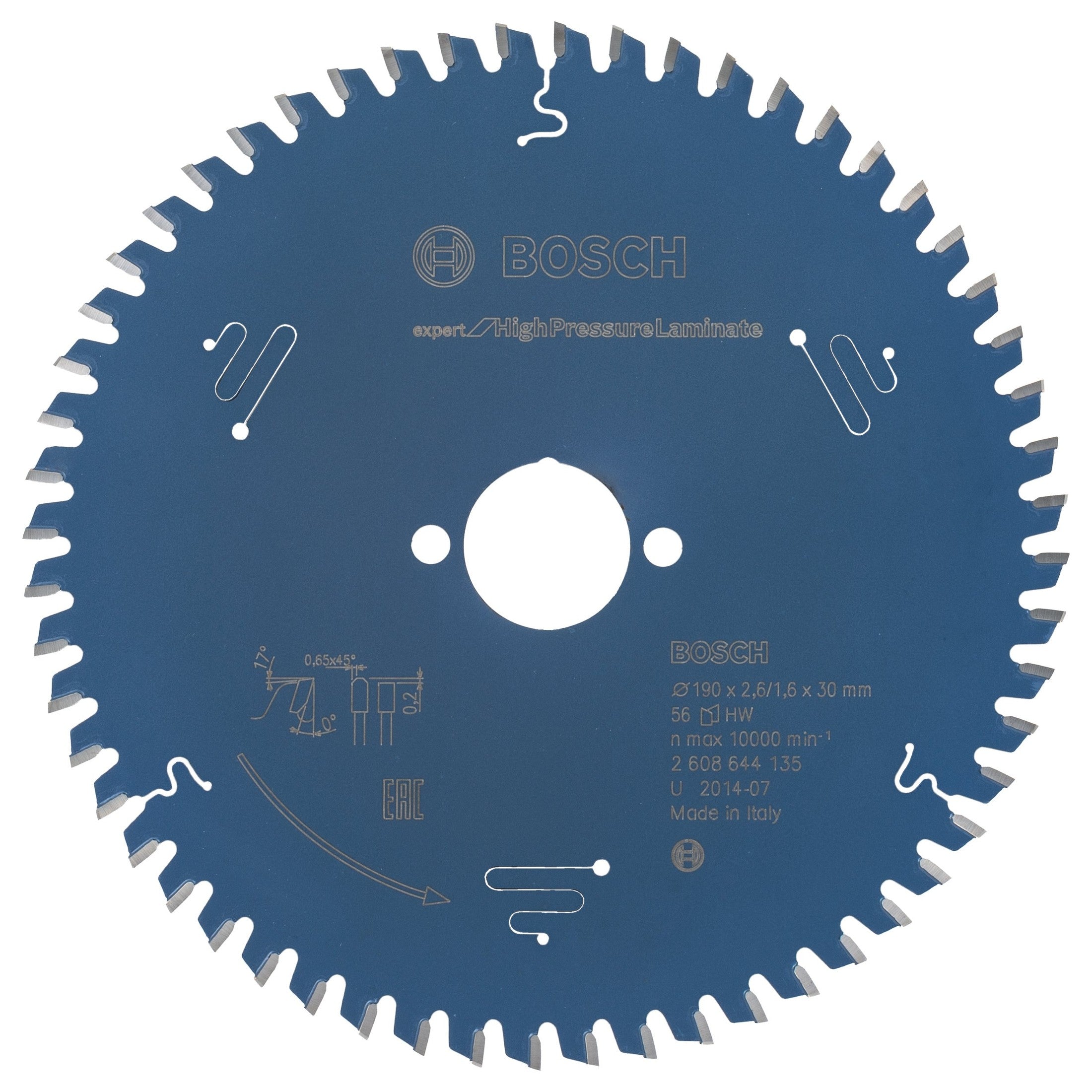 Bosch Professional Expert High Pressure Laminate Circular Saw Blade - 190 x 30 x 2.6 mm, 56 Teeth