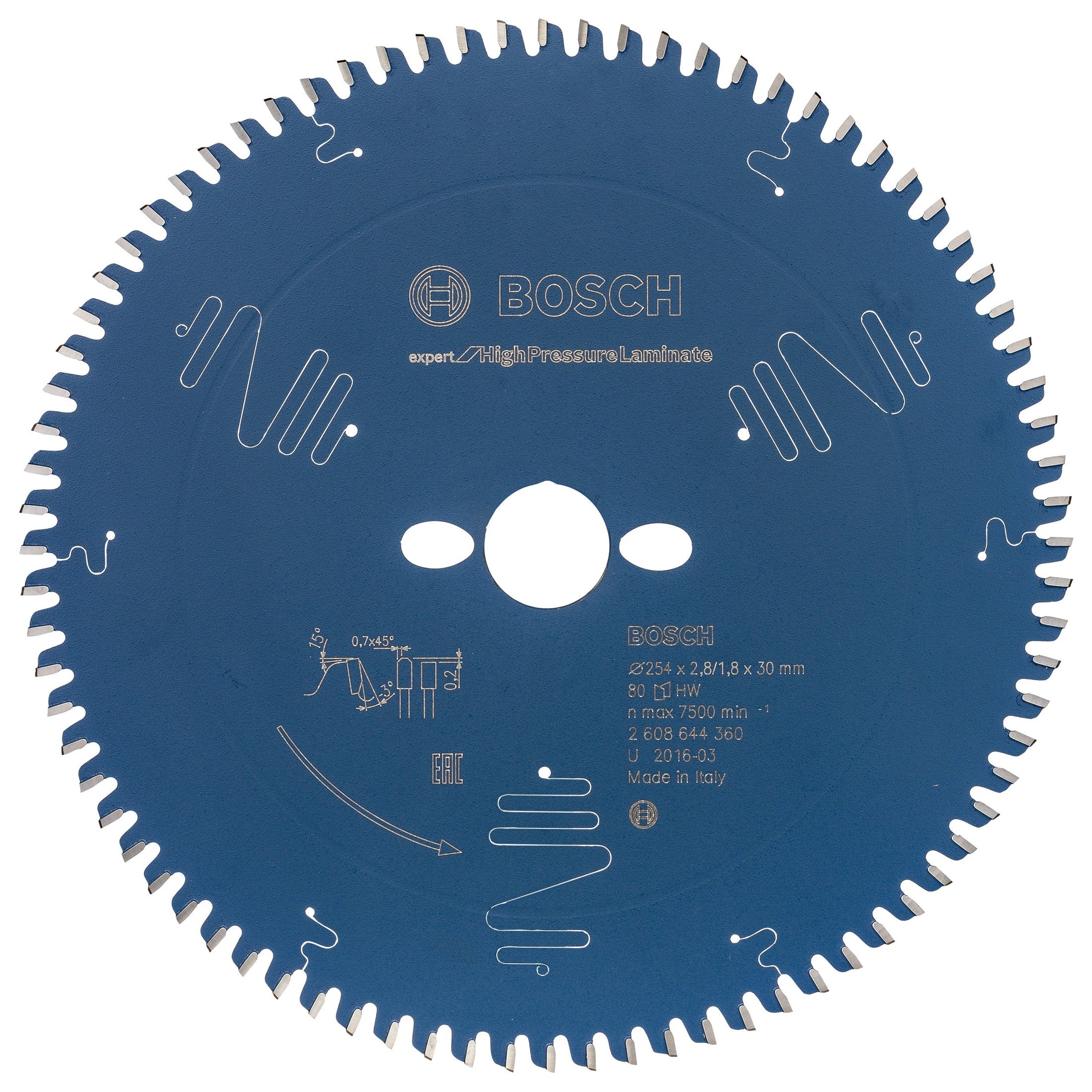 Bosch Professional Expert High Pressure Laminate Circular Saw Blade for Miter Saw - 254x30x2.8x80T